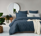 Vintage Washed Cotton Quilt Cover Set - Dark Indigo
