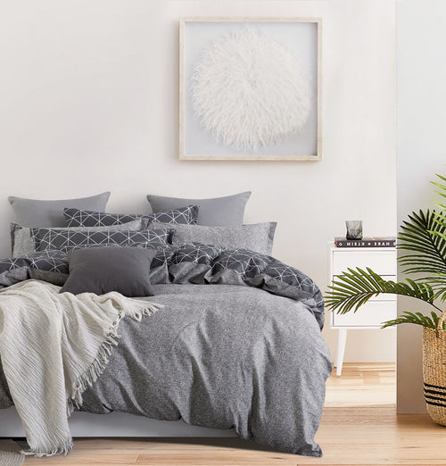 100% Cotton 250TC Reversible Quilt Cover Set - Manhattan