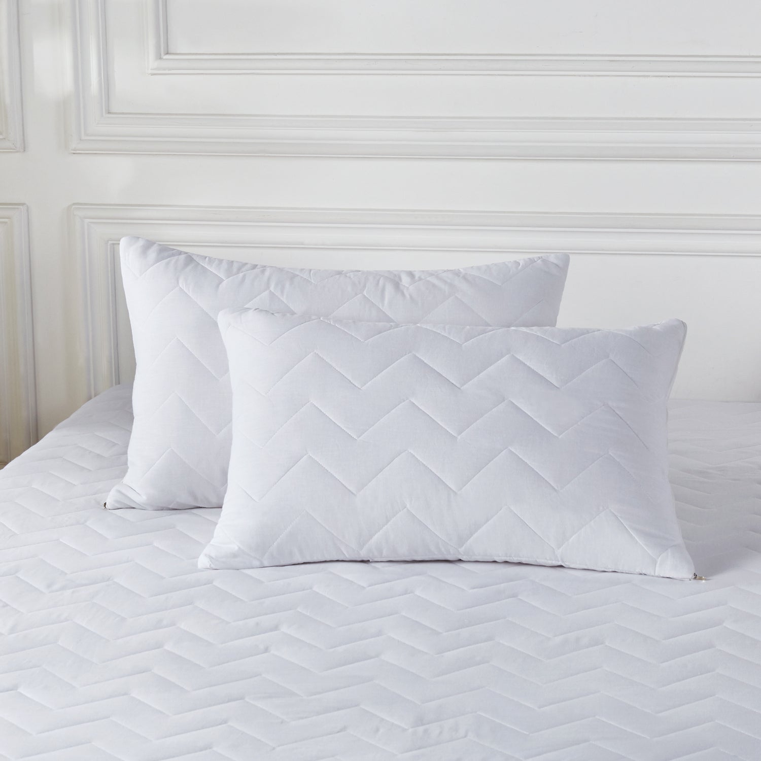Waterproof Quilted Cotton Pillow Protectors - Twin-Pack