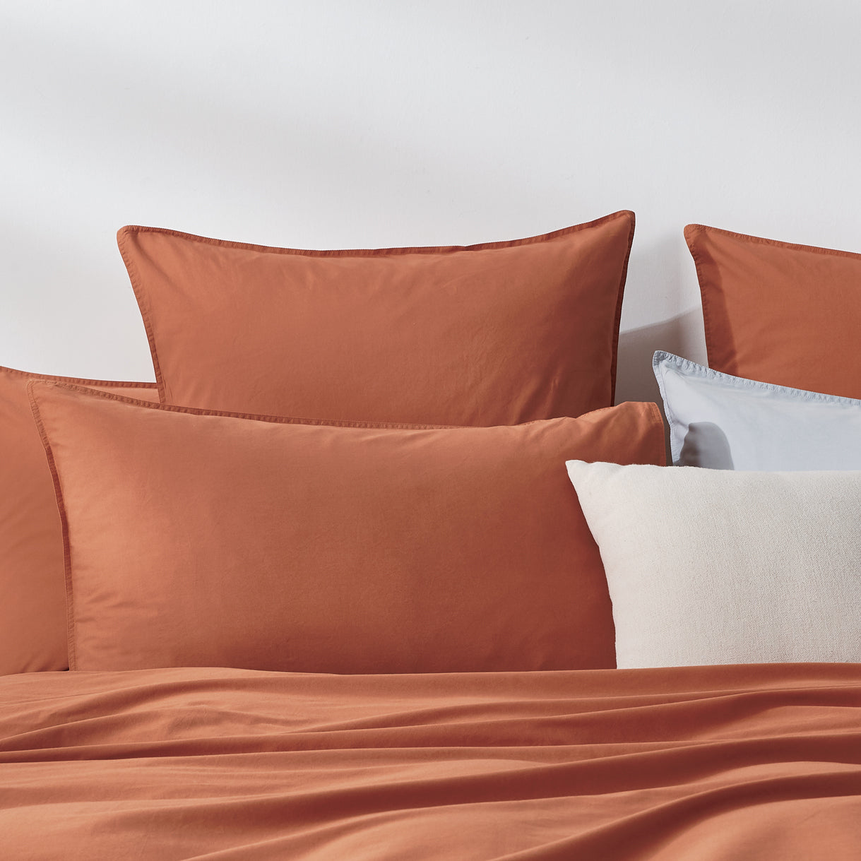 Vintage Washed Cotton Quilt Cover Set - Brick