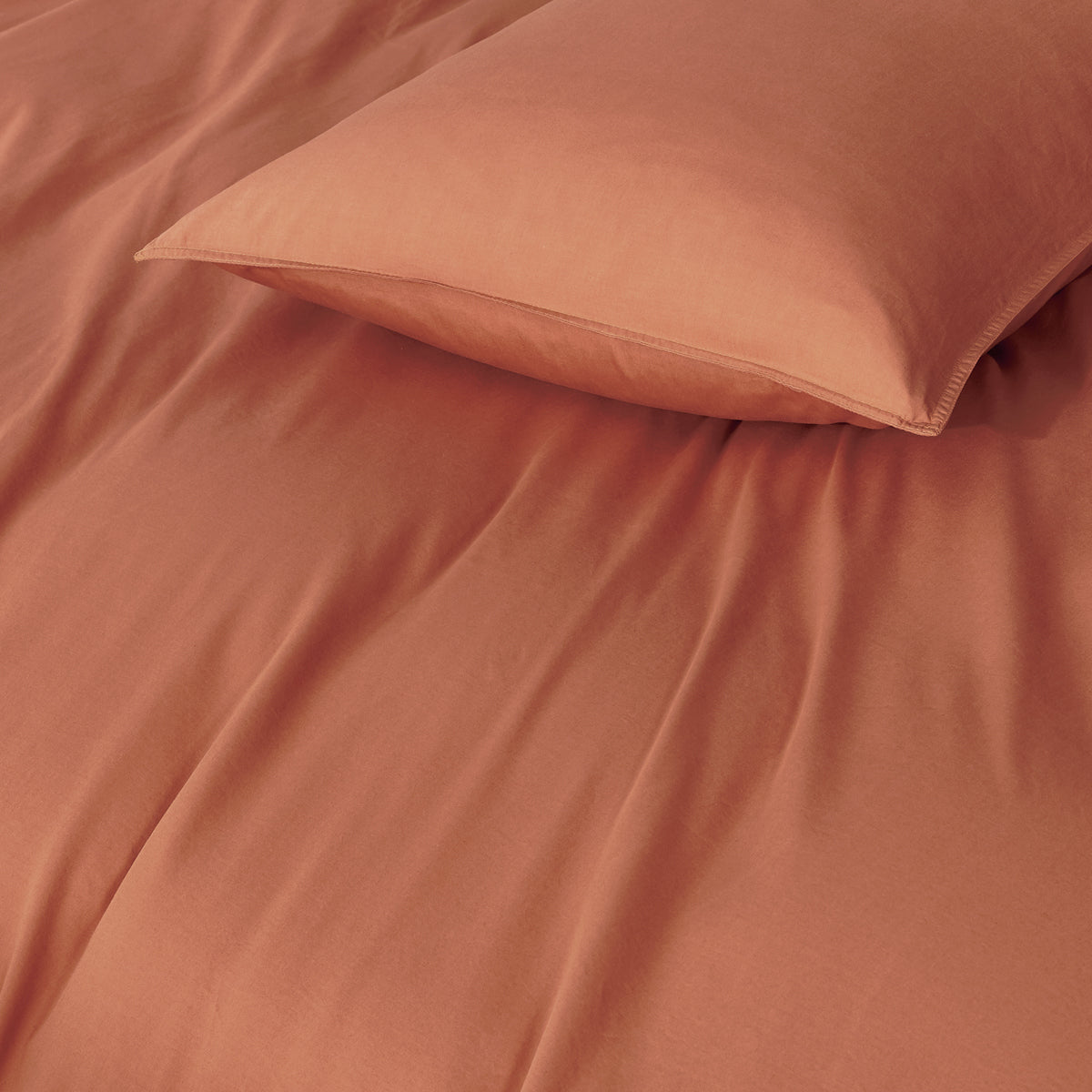 Vintage Washed Cotton Quilt Cover Set - Brick