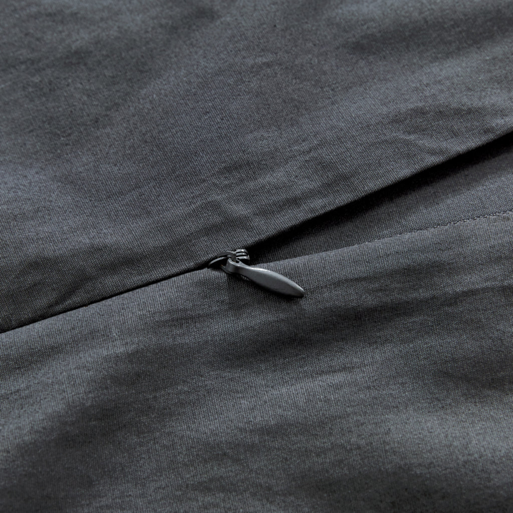 Vintage Washed Cotton Quilt Cover Set - Charcoal