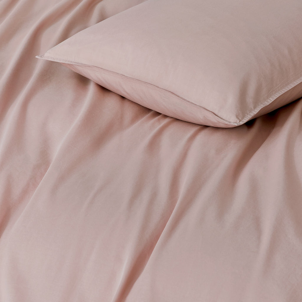 Vintage Washed Cotton Quilt Cover Set - Pink