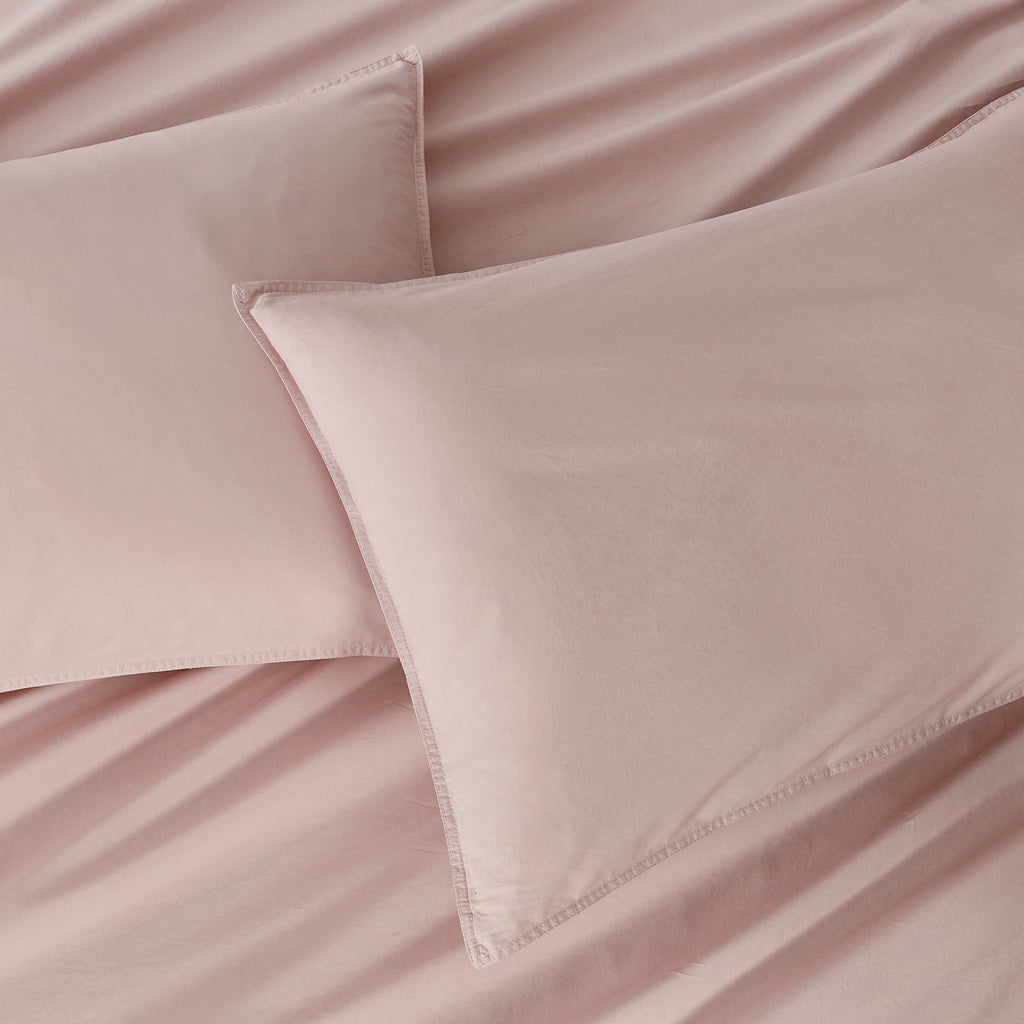 Vintage Washed Cotton Quilt Cover Set - Pink